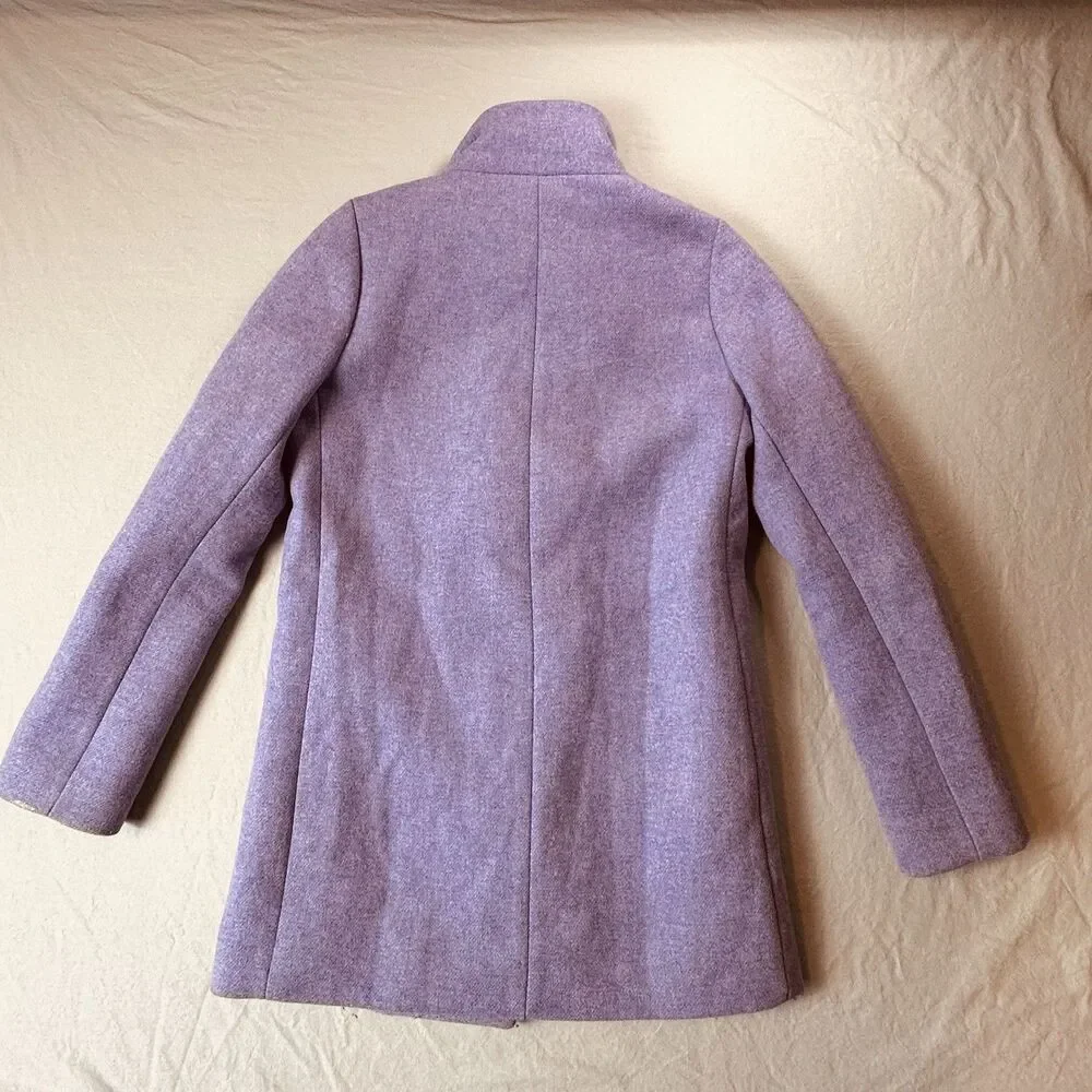 J.Crew Women's F5325 Lavender Wool Blend Stadium-Cloth Stand Collar Coat Size 0